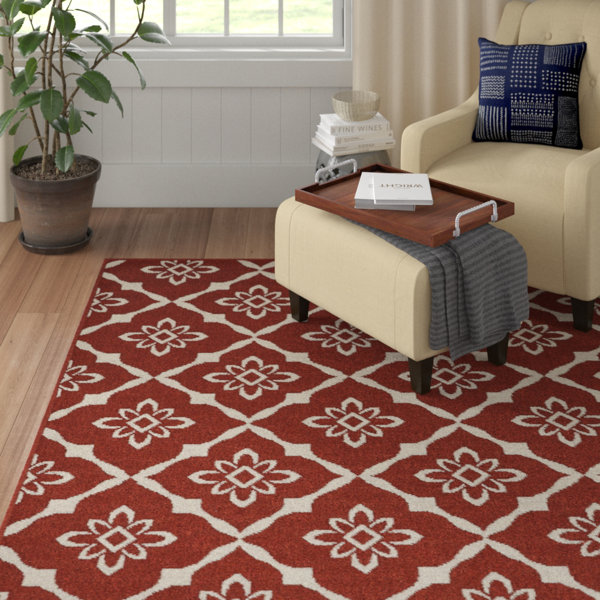 Winston Porter Calgary Geometric Red Indoor / Outdoor Area Rug Wayfair